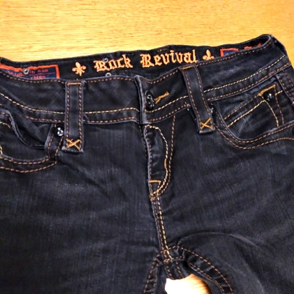 Rock revival dark denim jeans